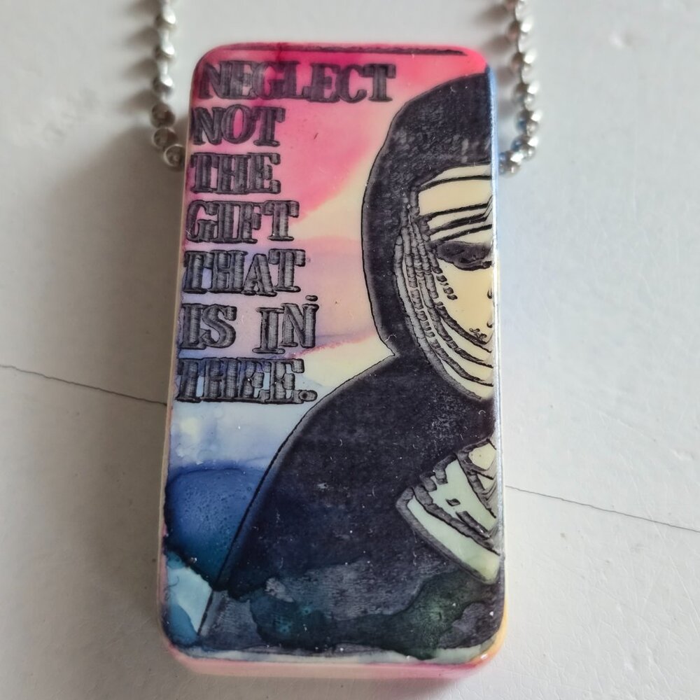 Timothy 4:14 Quote Domino Art Show Necklace